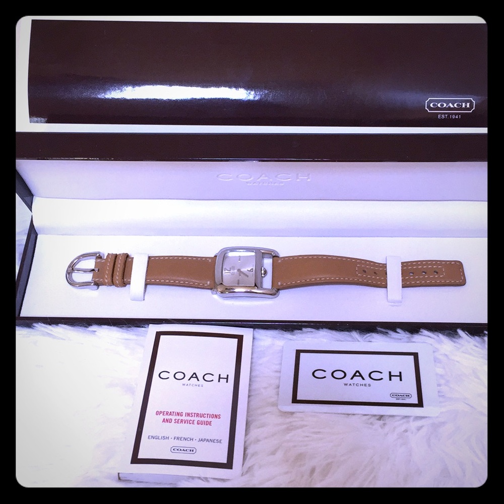 Coach Silver/Tan Leather Watch